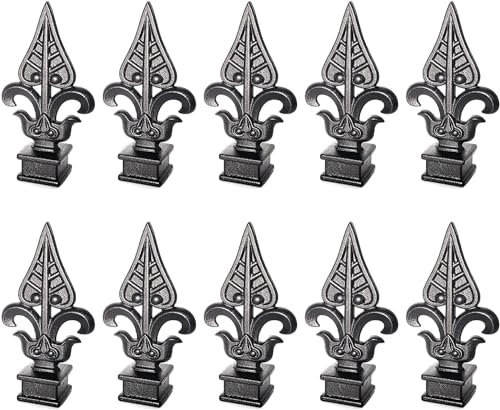CHFYIJYHM Zaun-Endstücke, Dreizack-Zaun-Endstück, 25 x 25 mm, Aluminium, schwarz, vierfach ausgestellt, for Eisen-Lattenzaun, Hof, Garten, Rasen, Dekoration
