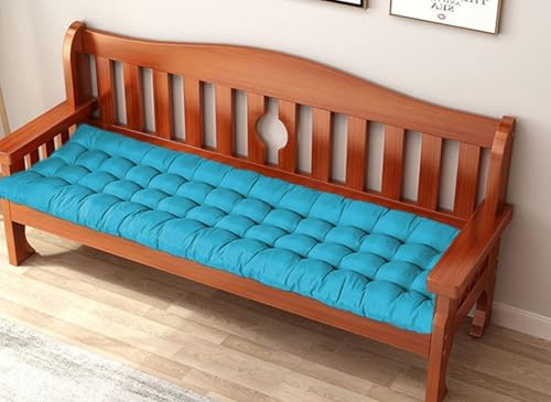 ping bu Bankauflage Auflage für Gartenbank, 2/3-Sitzer, 8 cm dick, Baumwolle, Bankauflage für Terrassenschaukel, Haus (140 x 50 cm, Himmelblau)