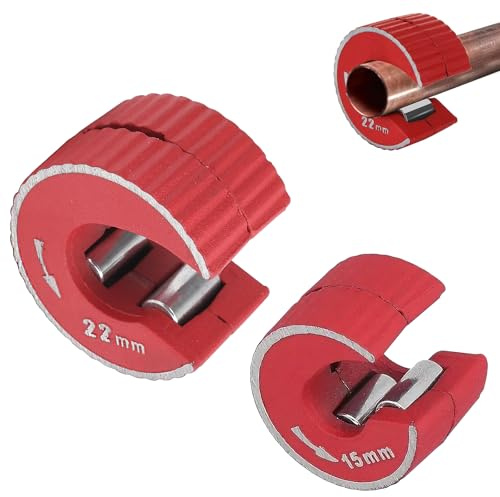 SPORWAY Tagliatubi in rame: 2 pezzi da 15 mm + 22 mm, set di tagliatubi compatto in lega di zinco, per operazioni idrauliche