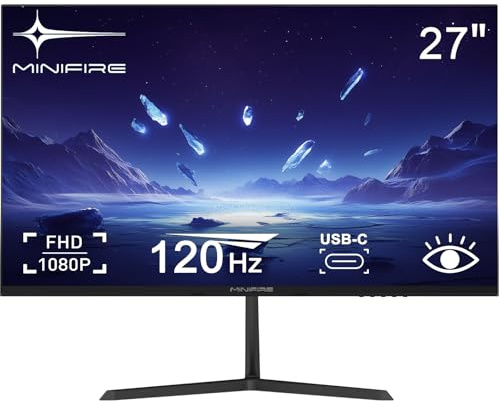 Minifire 27 Zoll Monitor, HDMI Anschluss, 120Hz, Eye-Care für Business und Büro, ultradünner Rahmen, FHD 1080P Computer Monitor PC Bildschirm, FlickerFree, Lowblue Mode, HDMI Anschluss (MF27X3AL)