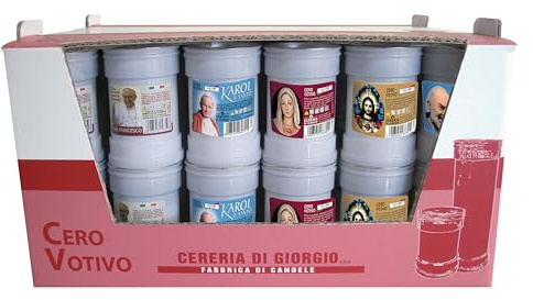 Cereria Di Giorgio - 60 Ceri Votivi Etichette Assortite - Modello P30 - Durata 32 ore
