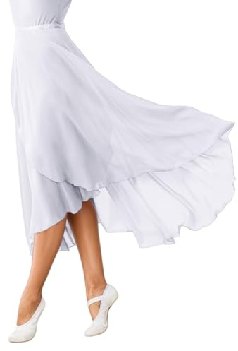 2025 - Falda cruzada de ballet para mujer, faldas largas y transparentes, blanco, Altoa única