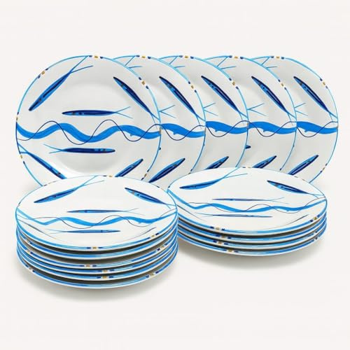 Lot de 12 assiettes plates en céramique artisanale Ø 24 cm Style Vietrese - Peints à la main - Assiettes de service et service de table - Vietri-Côtière Amalfitagirone-Sicile 0108251205-12