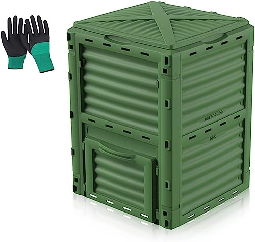 Outdoor Composting Bin - 80 Gallon Composting Box for Fast Creation of Fertile Soil - Ideal Composter Barrel for Garden Waste and Food Trash