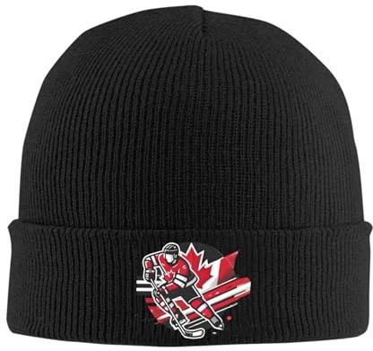 Berretto in Maglia Canadian Hockey Player Slouchy Cappello Invernale Morbido Berretto A Maglia per Arrampicata Snowboard Donna