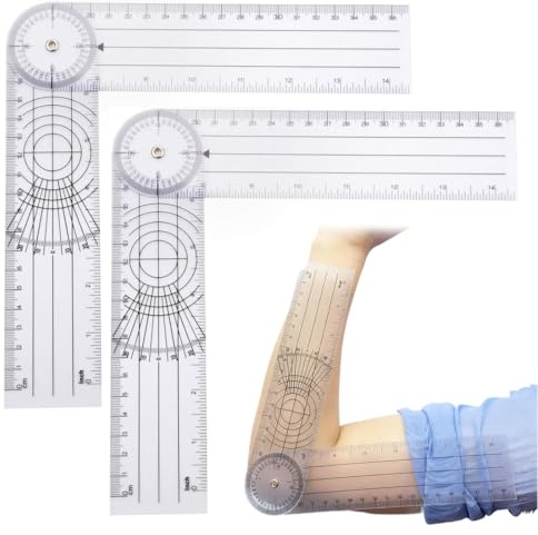VAEIORP 2 PCS PVC Goniometer Physiotherapie, Medizinischer Winkelmesser, Transparente 360° Drehung Protraktor (36 CM) (Transparent)