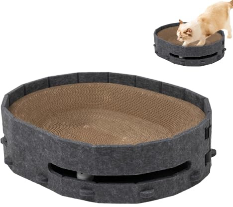 Planche à gratter pour chats | Meuble à gratter en carton avec boules cloches,Planche à gratter haute densité pour chatons | Chambre Salon Bureau Intérieur Voyage Extérieur Camping Hôtel