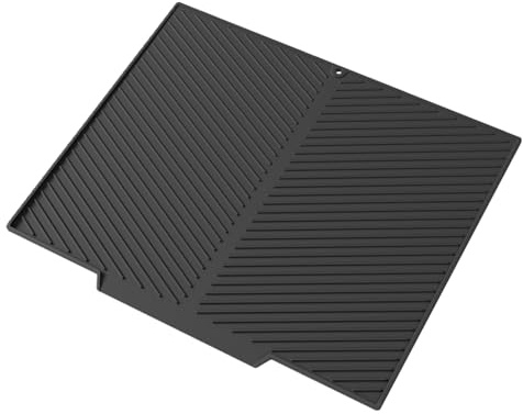 Tapete de secado de platos de silicona - Gran tapete escurridor para la cocina, resistente al calor, secado rápido - Tapete escurridor para lavar platos de IYYI (Black, 20*16'')