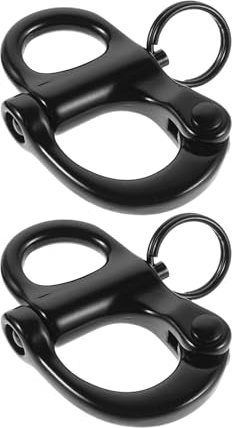 TOYANDONA Lot de 2 Manilles à Ressort Pivotantes 52mm en Acier Inoxydable Noir, Accessoires Marins Solide pour Gréement de Voilier, Mousquetons à Dégagement Rapide, Crochets pour Chaînes