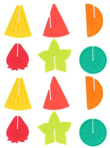 Luxshiny 12pcs Silicone Wine Glass Markers Fruit Shape Cup Clips Practical Red Wine Glass Identifiers Tag Clips for Party and Dining Use