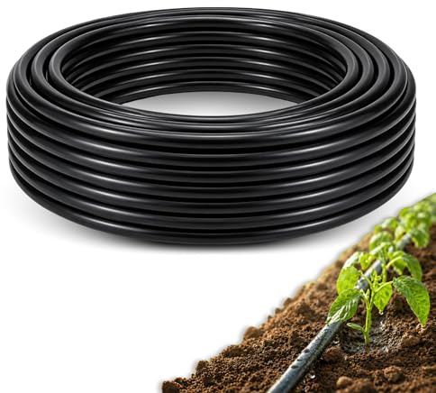 Tuberia de Riego por Goteo, Tubería riego rigida de polietileno (PE) 16 mm de diámetro, Para uso tanto profesional o agrícola, Presión de uso máxima 4 atm, Color Negro, Longitud 100 Metros