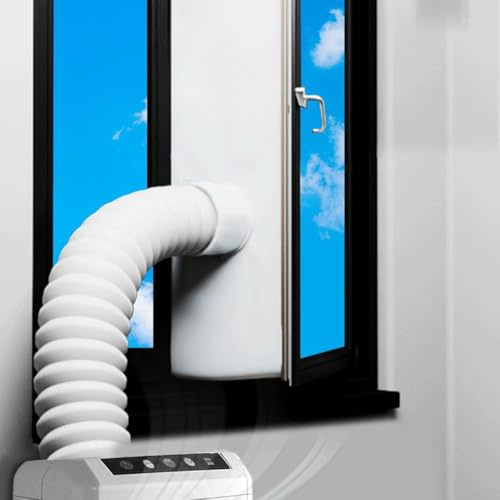 Sello de ventana para aire acondicionado, kit de ventana portátil para unidad de aire acondicionado móvil y secadora, protectores de intercambio de aire impermeables contra el aire caliente, blanco