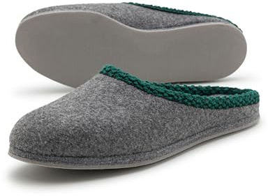 Pantoffelmann Filttofflor med gummisula I Mysiga filttofflor i olika storlekar grå I Andningsbara Unisex-tofflor av filt I Halkfria tofflor för män och kvinnor med varm mellan filt