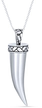 Bling Jewelry Schutz Zahn Amulett Italienisches Horn Anhänger Halskette Für Frauen Für Männer Poliertes Oxidiertes .925 Sterlingsilber Mit Kette
