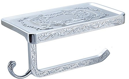 Sport Tent-Retro Toilettenpapierhalter WC PapierhalterKlopapierhalter 2 in 1 Papierrollenhalter mit Ablage für Feuchttücher Handy, Badezimmer Wandmontage,Silber