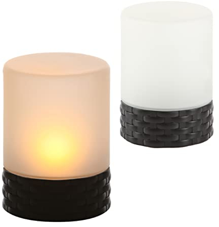Schlaraffenland LED Solar RATTAN PILLAR 10,5x10,5x14,3 cm | Braun | Kunststoff | Glas | rattan solarleuchten für außen | solarlampen rattan | solar laterne rattan | laterne rattan