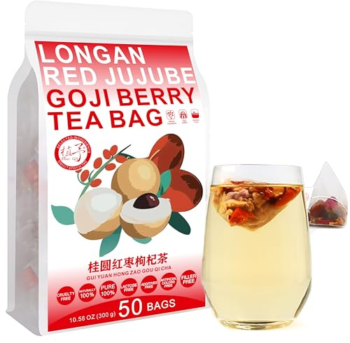 Plant Gift Longan Goji Berry Tea Bags 10.58oz (6g*50bags), wolfberry, rosa, hongzao China pura naturaleza, té mixto saludable, combinación de té de flores 300g 桂圆枸杞茶