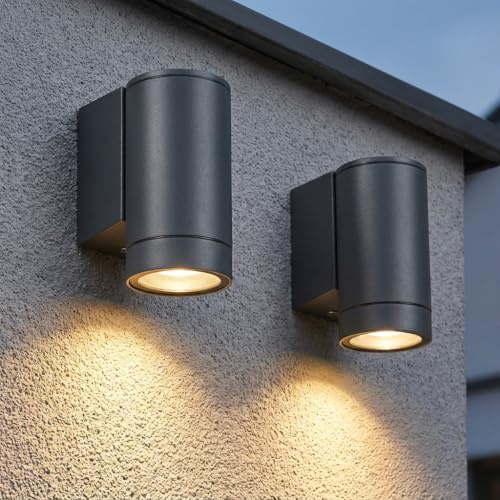 LASIDE 2er Set Aussenleuchte Aussenlampe Wand, GU10 Anthrazit Aluminium Down Außenlampe Außenleuchte, IP65 Spritzwassergeschützt Wandlampe Wandleuchte Lampe Aussen Außen Leuchte für Garten Terrasse