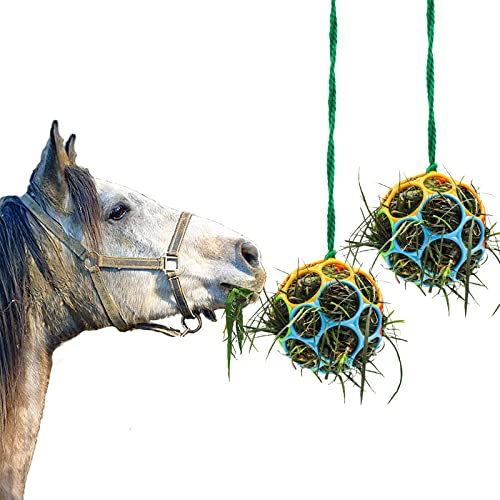 Besimple Confezione da 2 palline per cavalli, mangiatoie per fieno, mangiatoia per capre, per cavalli, capre, pecore, alleviano lo stress (colorati)