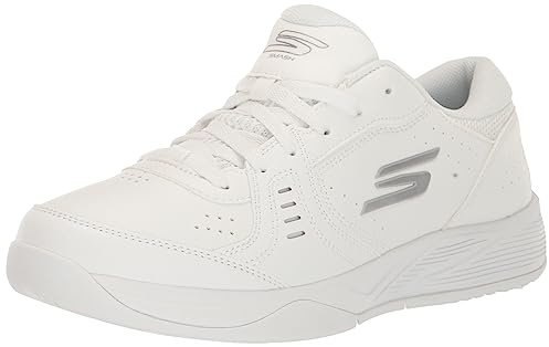 Skechers Women's Viper Court Smash Trainers, White/Silver Synthetic, 5 UK