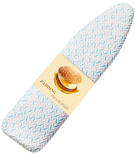BNDX Ironing Board Cover and Pad - Large Silicone Coating, Scorch Resistant Padding,Extra Thick Heavy Duty Padded 4 Layers, 2 Elastic Edge,2 Click Buckles for Smooth Iron, Summer Willow 18x49