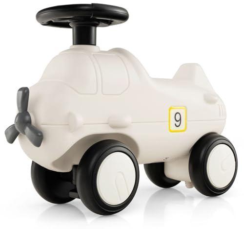 DREAMADE Rutschauto, Rutschfahrzeug in Flugzeugform mit Propeller, Lauflernwagen mit Lenkrad & 4 Rädern, Rutschauto für Kinder 18-72 Monate, belastbar bis 45kg