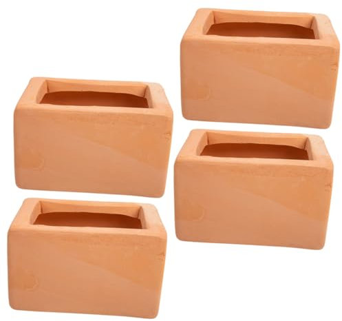 BESPORTBLE 4 Pots de Fleurs en Terre Cuite pour Succulentes et Légumes, Pots de Pépinière Permeables et Résistants, Design Simple pour Bureau Intérieur