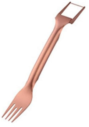 Haztholf 2 in 1 Stainless Steel Fruit Cutter Double Watermelon Cutter Tool Portable Rose Gold Cutting Fork