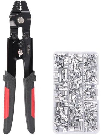 IWISS iCrimp Outil de sertissage pour câble métallique avec 600 manchons en aluminium 1,2/1,5/2 mm