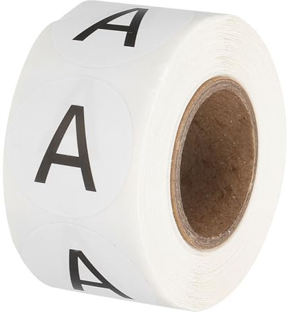 PATIKIL Bokstav A inventeringsetiketter, 2,5 cm stor bokstav klistermärken självhäftande rund cirkel kodning prickar etiketter (1 rulle/totalt 500 st) för kontor, lagring