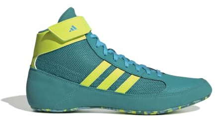 adidas HVC 2 Wrestling Shoes, Teal/Solar Green/Cyan, Adult 8.5