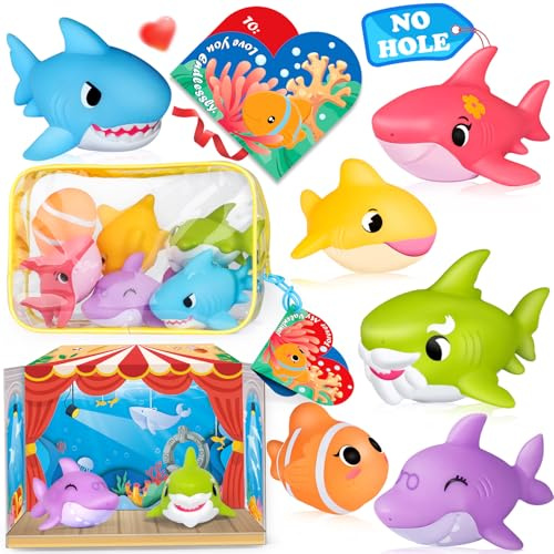 Oriate - Shark Jouet Piscine.sans Moule Jouet De Bain sans Trou Cadeau Bebe Naissance.Jeux Piscine Jouet Plage. Théâtre De Marionnettes Carte Anniversaire Sac De Rangement Inclus.+ 12 Mois Jouet Bebe