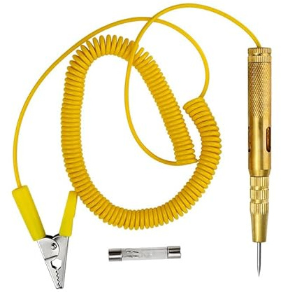 Leloco Spannungsprüfer 6–24V mit 300 cm Kabel – Stromprüfer Stift für Auto & Motorrad, KFZ Prüfstift mit Federklemme, Fahrzeug-Diagnose Werkzeug für Sicherungen, Leitungen und Stromkreise