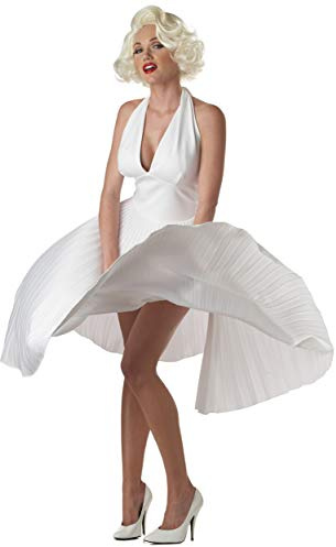 California kostymer 00748-vit-XL (12-14) Deluxe Marilyn kändis vuxenstorlek kostym, solid, vit, XL