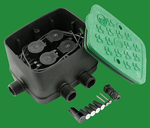 Antelco Ezyvalve Schacht mit 4 elektrischen Ventilen 24 V für automatische Bewässerung, schwarz-grün