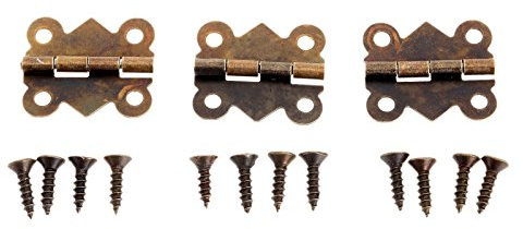 Dophee 12PCS Mini Iron Butterfly Hinges, 20 x 17mm Antique Bronze Tiny Hinges Folding Butt Hinges with 48 Pieces Replacement Screws for Dollhouse DIY Crafts Wooden Jewelry Tool Box
