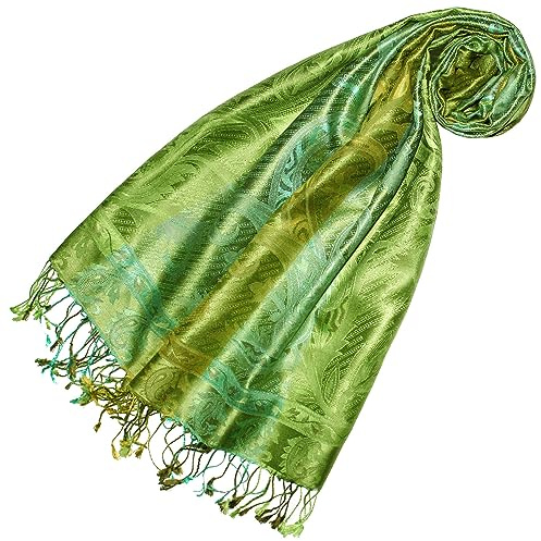 Lorenzo Cana Pashmina Schal Schaltuch jacquard gewebt 100% Seide Paisley Muster Seidenschal Seidentuch Seidenpashmina mehrfarbig 70 x 190 cm