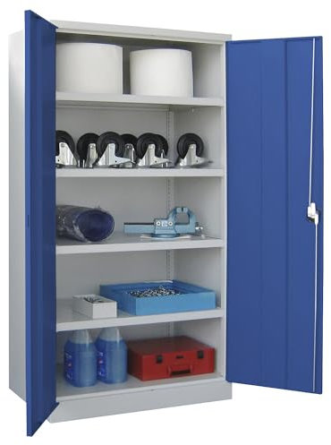 Pavoy | Schwerlastschrank | Höhe 1950 mm | 4 Fachböden | grau/blau