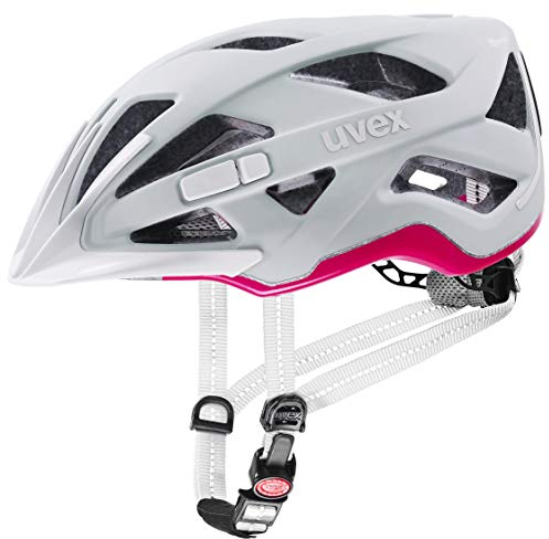 uvex city active - sicherer City-Helm für Damen und Herren - inkl. LED-Licht - individuelle Größenanpassung - papyrus - neon pink matt - 56-60 cm