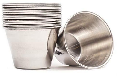 EHOMEA2Z Ramekin Stainless Steel Condiment Sauce Cups Au Jus Commercial Grade (12, 4 oz)
