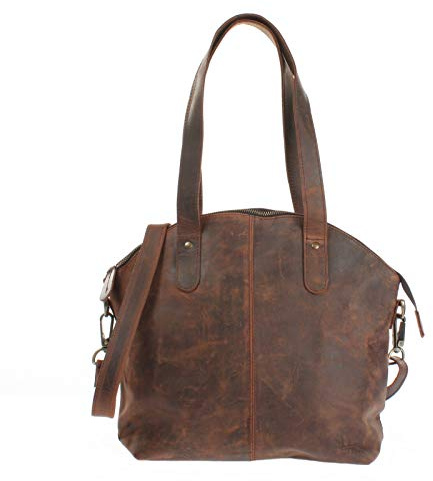 LECONI Shopper Schultertasche Damen Handtasche Ledertasche Natur Henkeltasche aus Leder Damentasche 33x30x10cm LE0060