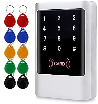 FTSTech Kit Sistema Esterno Retroilluminato per Tastiera con Controllo Accessi RFID in Metallo Impermeabile IP65 + Telecomando a Colori Misti da 10 pezzi per l'Ingresso in Casa Sicuro