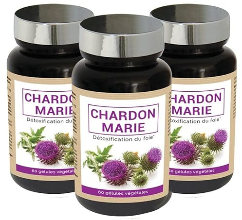 NUTRI EXPERT - Chardon Marie - Detox du Foie- Soutient le bon fonctionnement hépatique et du foie - Favorise le drainage - 100% extraits Chardon Marie naturel - Convient aux végans - Lot de 3 produits