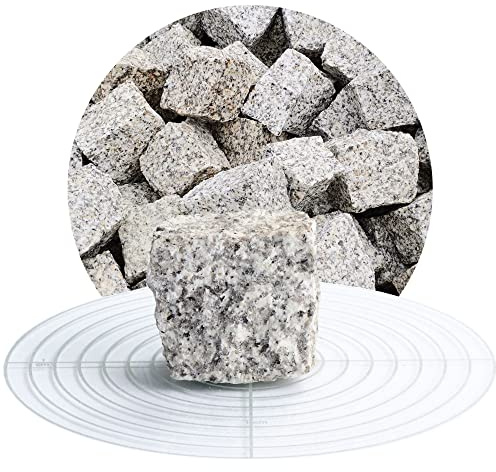 Schicker Mineral Granit Pflastersteine hellgrau 5x5x5 cm 25 kg | Natürlicher Werkstoff, witterungsbeständiger Naturstein, frostbeständig, Mosaikpflaster, aus deutscher Herstellung, Pflastern