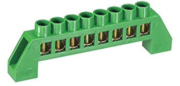 sourcing map Terminal Grounding Bar Screw Block Barrier Brass Strip 8 Positions Green for Electrical Distribution