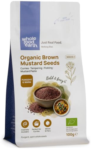 Wholefood Earth Organic Brown Mustard Seeds 100 g | GMO Free | Certified Organic