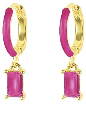Aeici Boucles d Oreilles Argent Femme 925, Boucles d Oreilles Femme Carré Boucle d'Oreille Violet Rouge