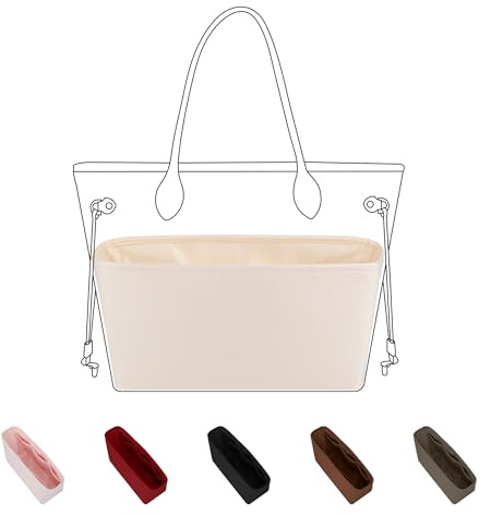 DGAZ Seide Handtasche Organizer für Neverfull PM/MM/GM, Taschenorganizer Tasche in Tasche Organizer, Taschenformer Einsatz mit Innentasche (Craie, MM)