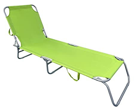 Inda-Exclusiv Sdraio da giardino a 3 gambe, pieghevole, con passanti per il trasporto, 186 x 55 x 24 cm, colore: lime