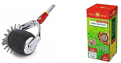 WOLF Garten 71AAA037650 Rasenkantenschneider Multi-Star RB-M NEU2018, Rot 40x15x16 cm | Griff ZM 170 & Turbo-Nachsaat, 25 m²; 3826020